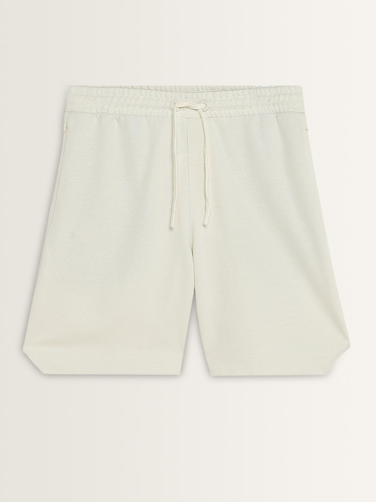 Studiofit White Relaxed-Fit Mid-Rise Shorts