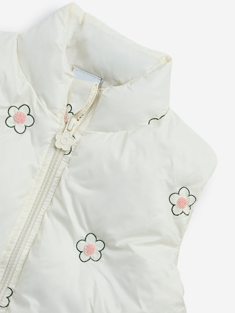 Buy HOP Kids Off White Floral Print Puffer Jacket from Westside