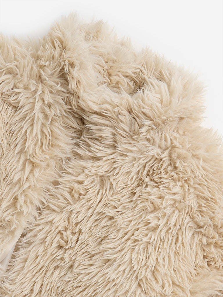 Y&F Kids Beige Faux-Fur Jacket