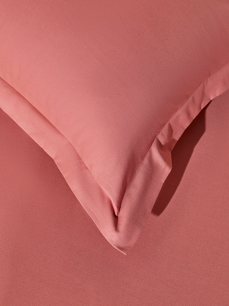 Westside Home Dusty Rose Double Bed Fitted Sheet and Pillowcase Set