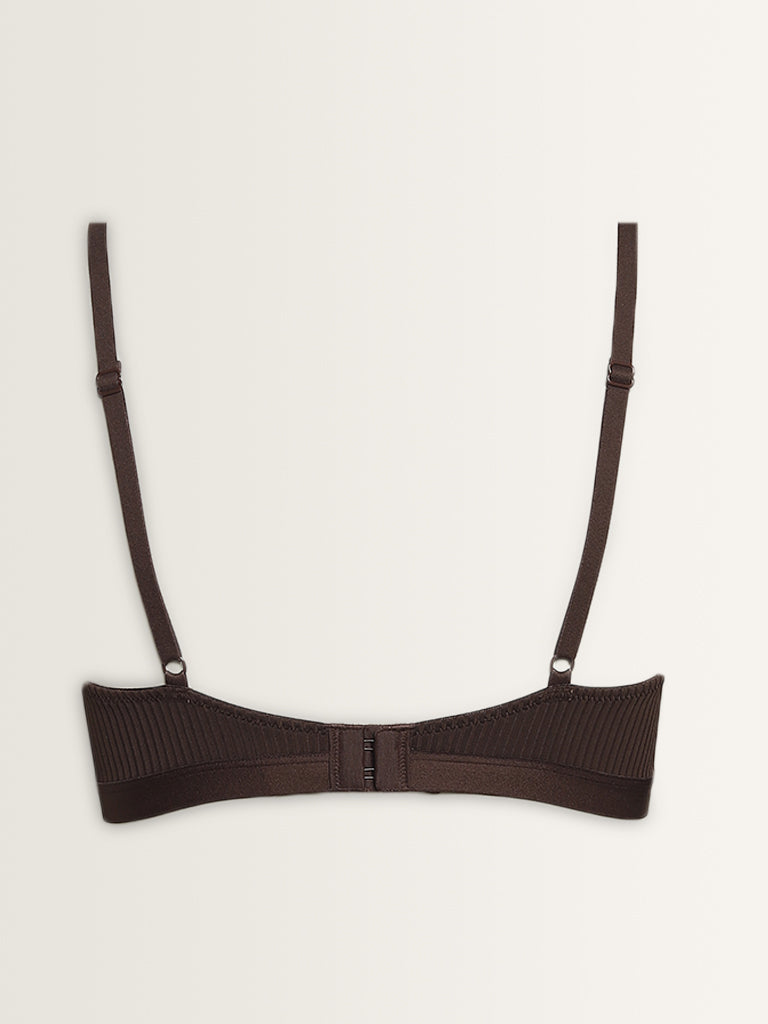 Wunderlove Dark Brown Self-Striped Padded Bra