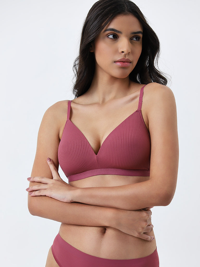 Wunderlove Dusty Rose Striped Padded Bra