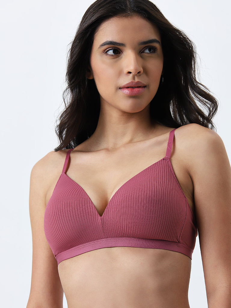 Wunderlove Dusty Rose Striped Padded Bra