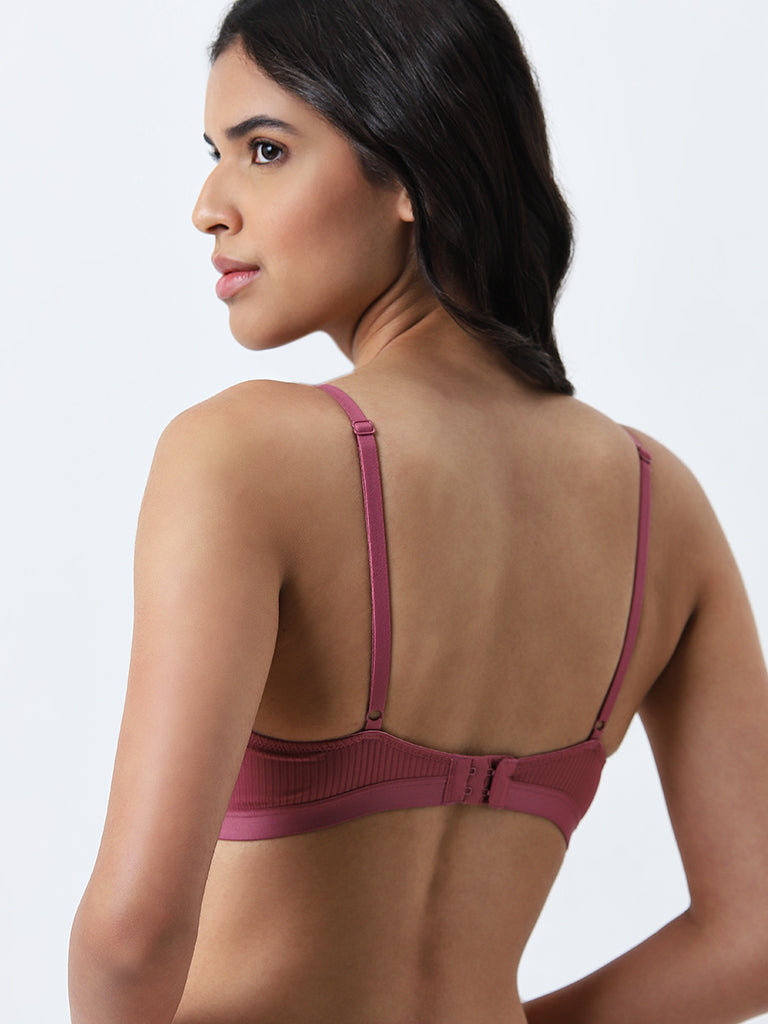 Wunderlove Dusty Rose Striped Padded Bra