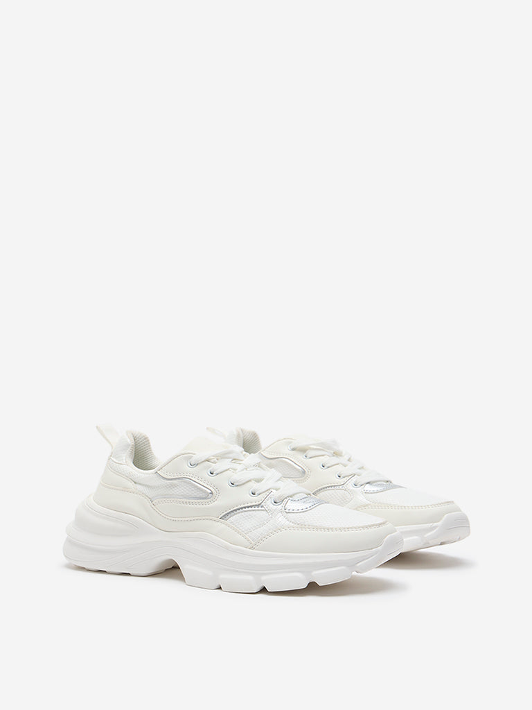 LUNA BLU White Lace-Up Chunky Sneakers