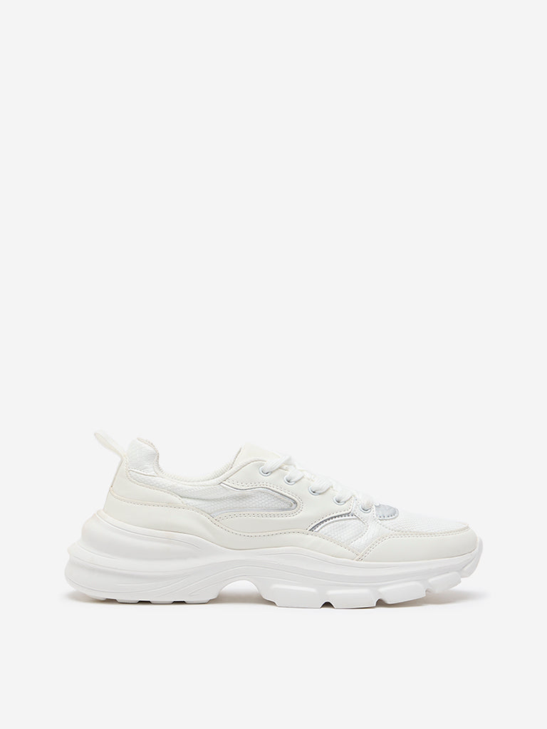 LUNA BLU White Lace-Up Chunky Sneakers