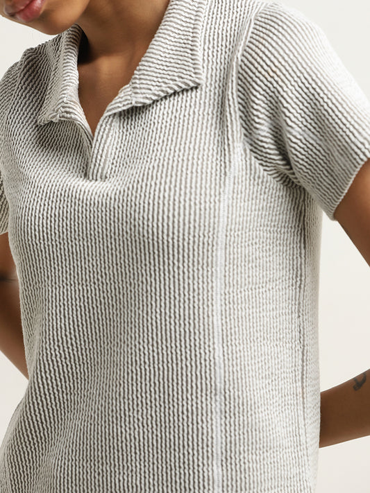 Studiofit Sage Ribbed Textured Cotton T-Shirt