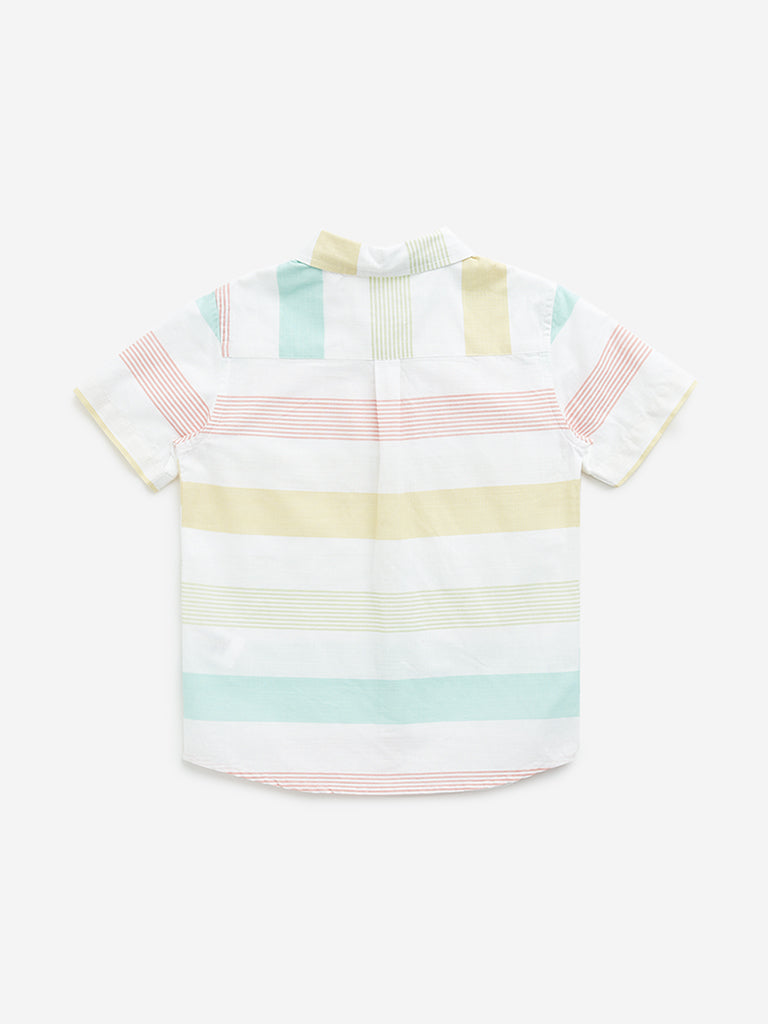 HOP Kids Multicolour Stripe Printed Cotton Shirt