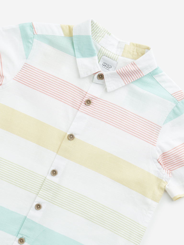 HOP Kids Multicolour Stripe Printed Cotton Shirt