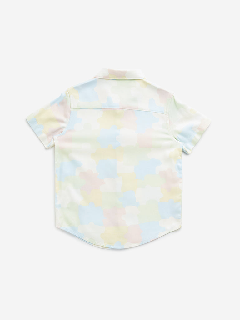 HOP Kids Multicolour Abstract Design Resort-Fit Shirt