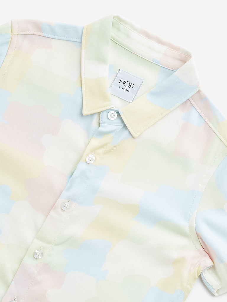 HOP Kids Multicolour Abstract Design Resort-Fit Shirt