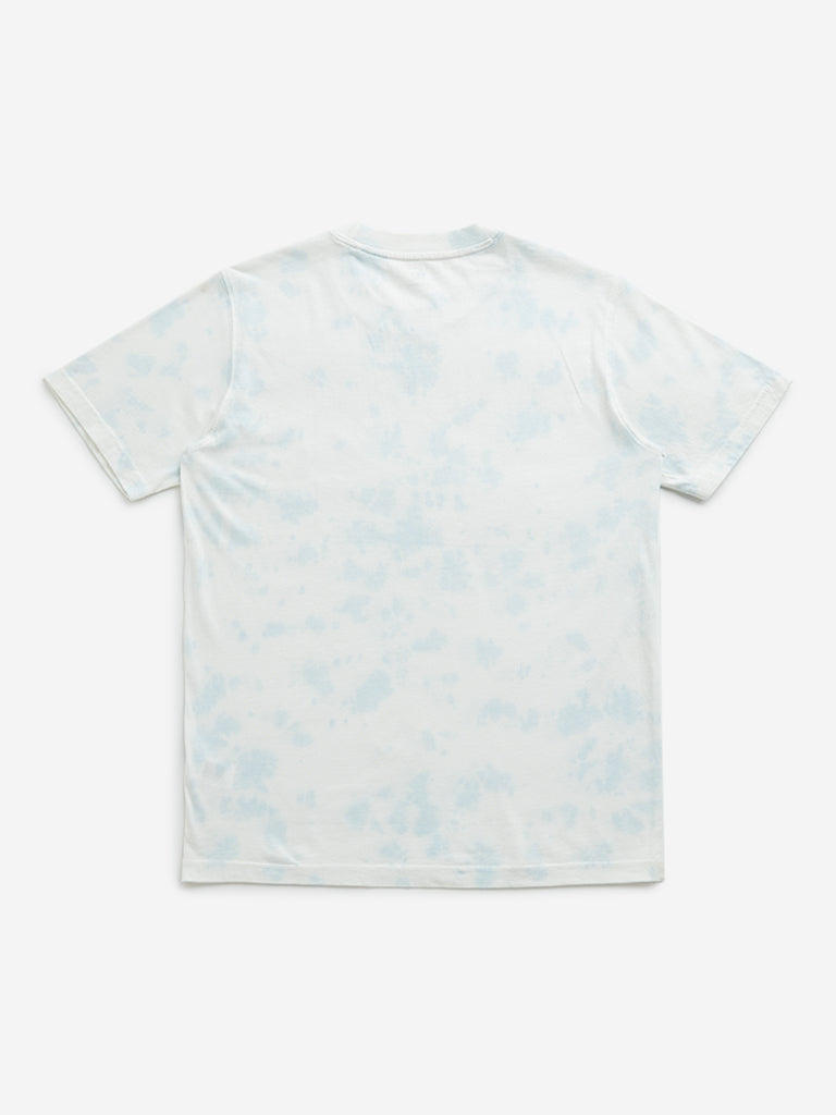 Y&F Kids White Tie-Dye Printed Cotton T-Shirt