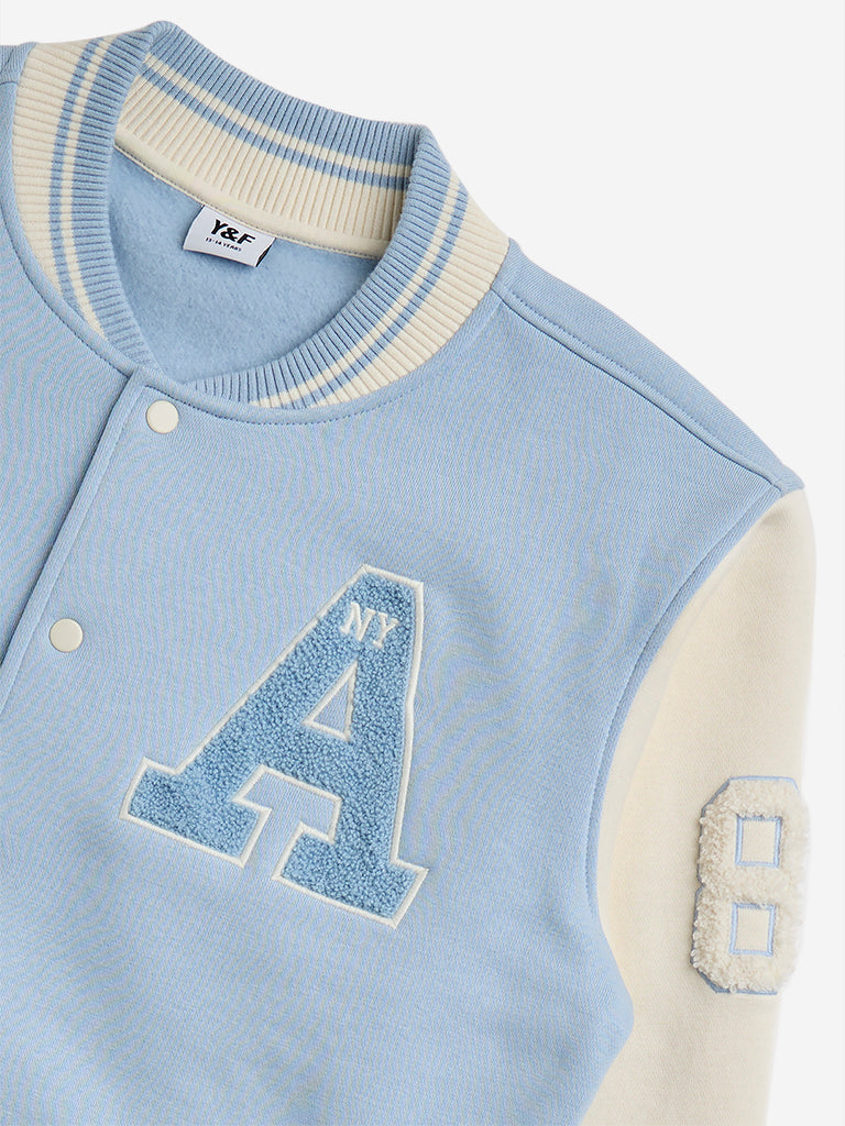 Y&F Kids Dusty Blue Varsity Jacket