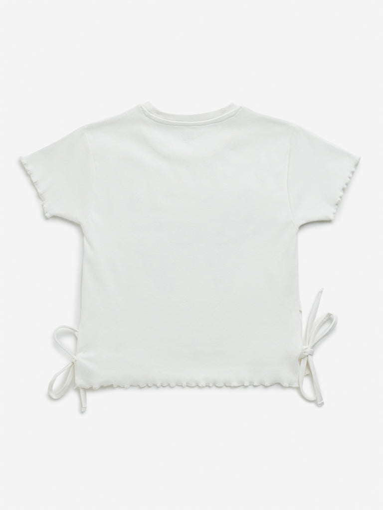 Y&F Kids Off-White Butterfly Design Cotton Top