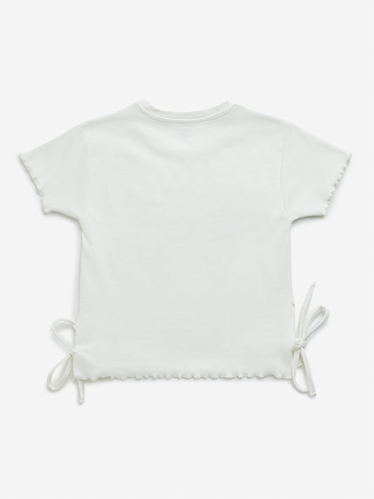 Y&F Kids Off-White Butterfly Design Cotton Top