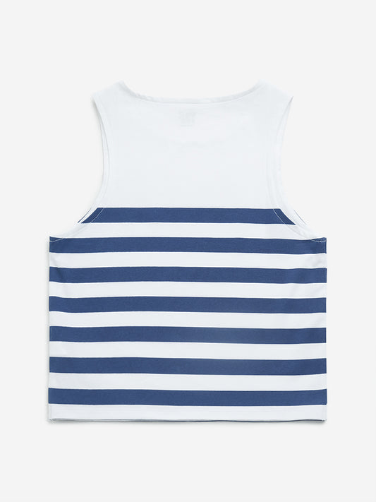 Y&F Kids Navy Striped Cotton T-Shirt