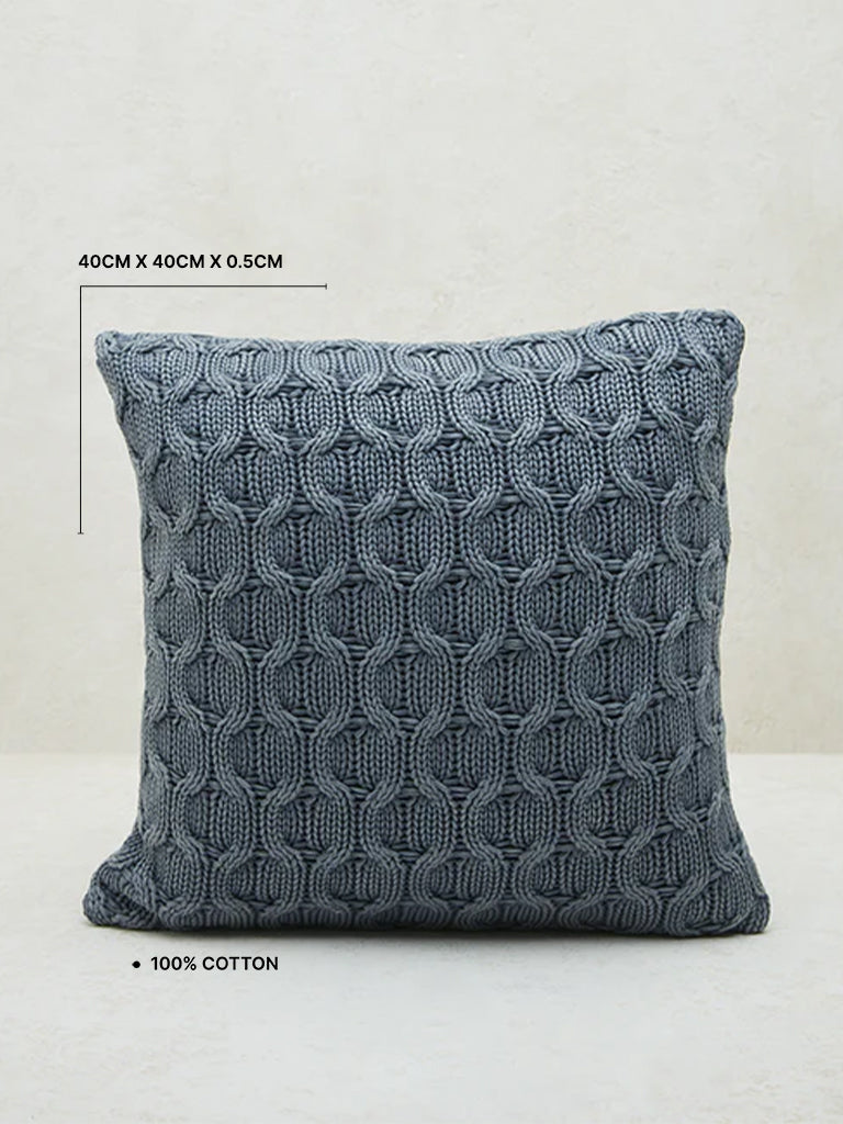 Westside Home Dusty Blue Knitted Cushion Cover