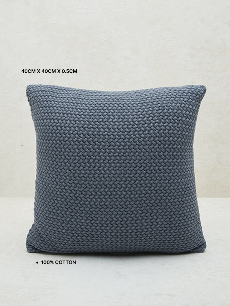 Westside Home Navy Knit Textured Cushion Cover