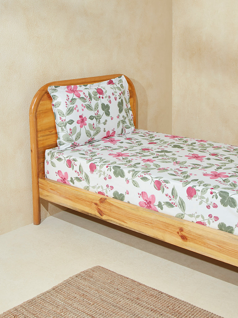 Westside Home Multicolour Floral Single Bed Fitted Sheet and Pillowcase Set