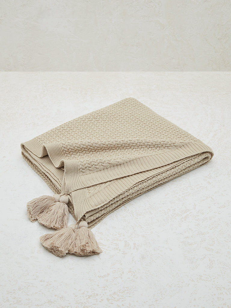 Westside Home Beige Single Bed Throw