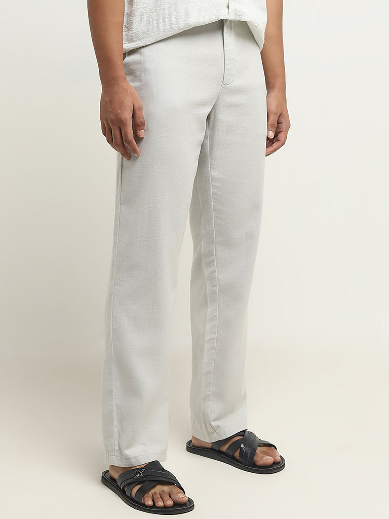 ETA Light Grey Relaxed-Fit Mid-Rise Cotton Blend Chinos