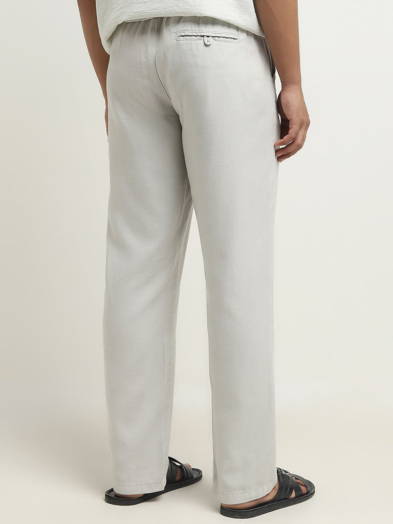 ETA Light Grey Relaxed-Fit Mid-Rise Cotton Blend Chinos