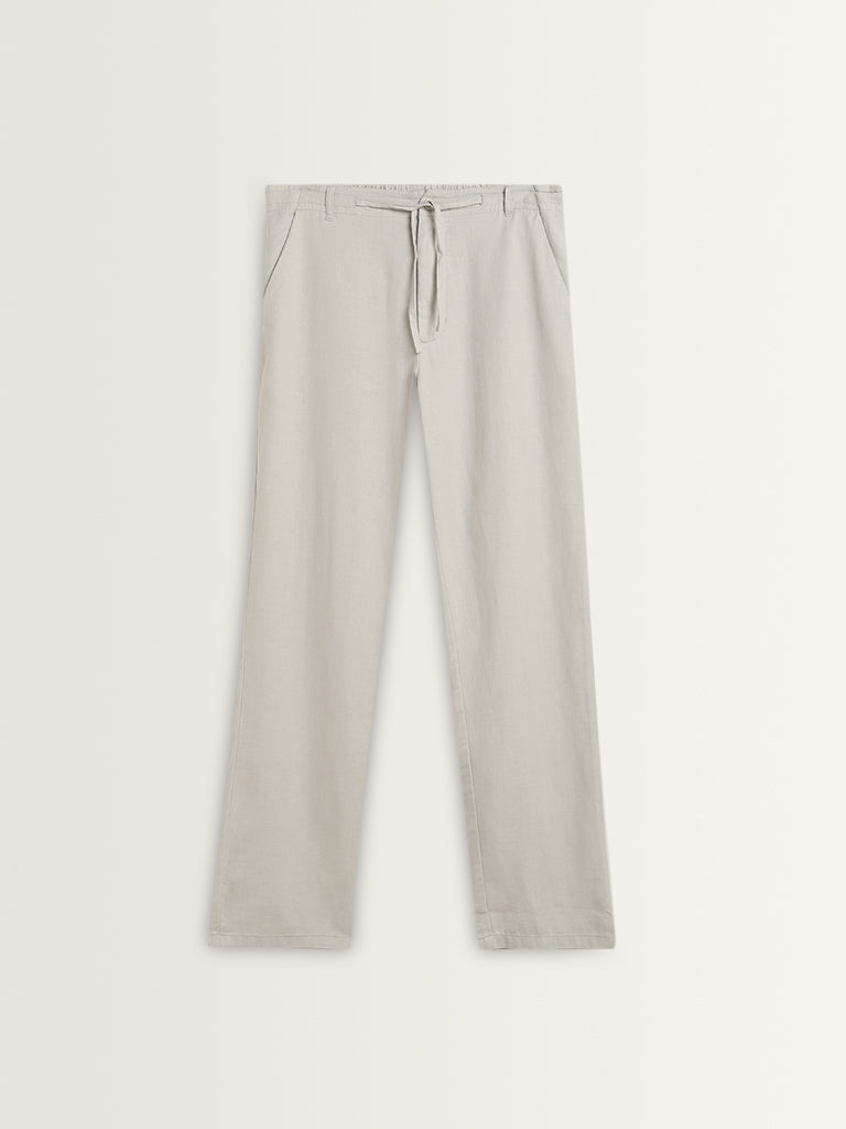 ETA Light Grey Relaxed-Fit Mid-Rise Cotton Blend Chinos