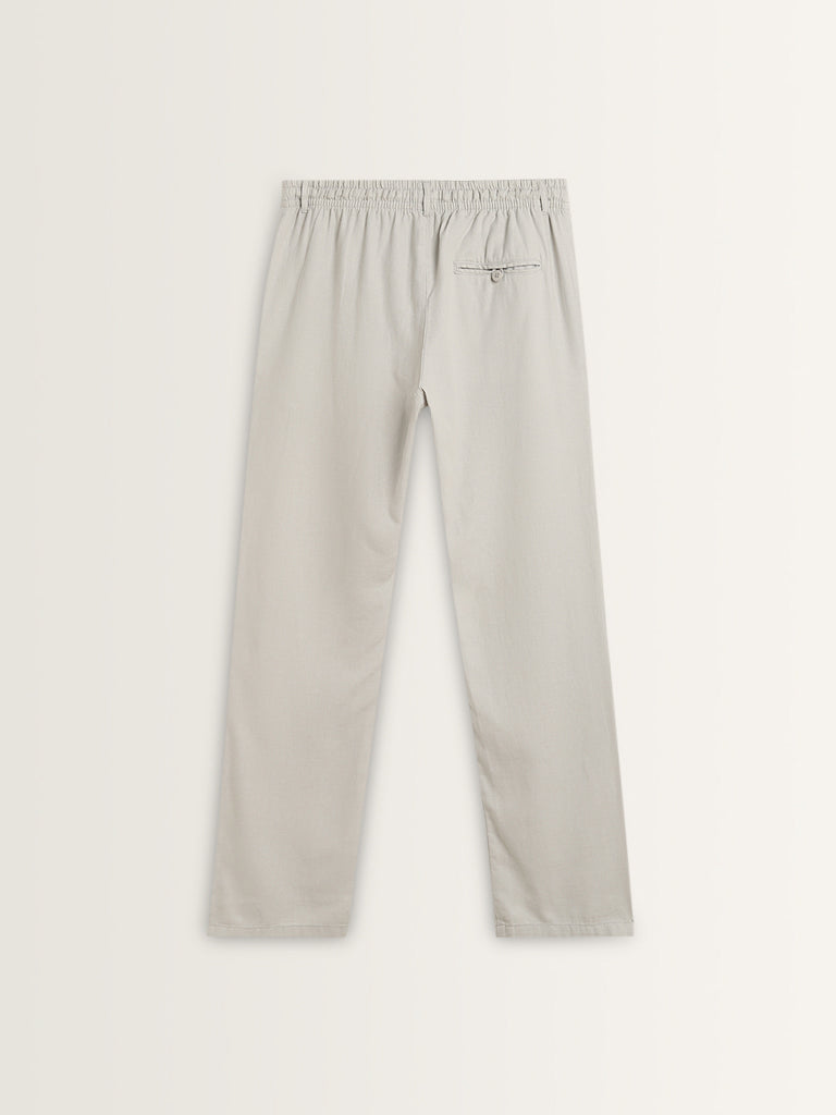 ETA Light Grey Relaxed-Fit Mid-Rise Cotton Blend Chinos