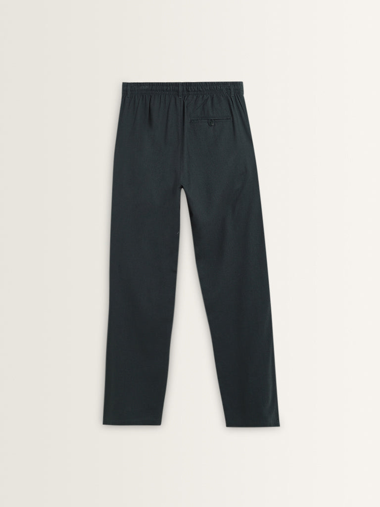 ETA Dark Teal Relaxed-Fit Mid-Rise Cotton Chinos