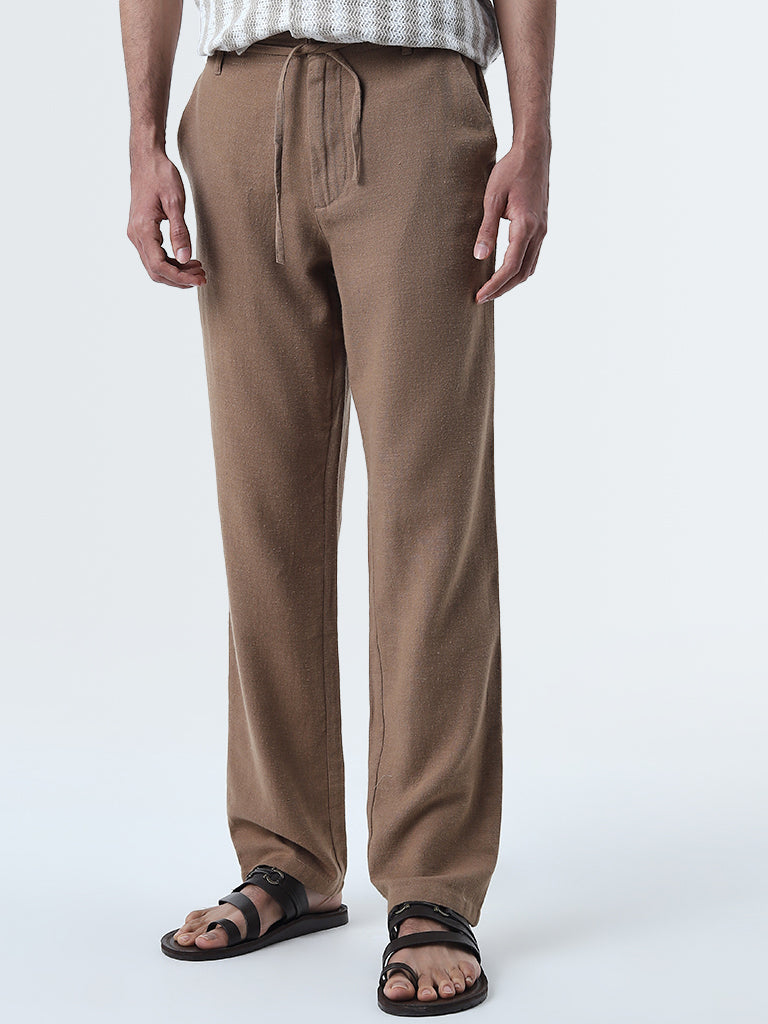 ETA Taupe Relaxed-Fit Mid-Rise Cotton Chinos