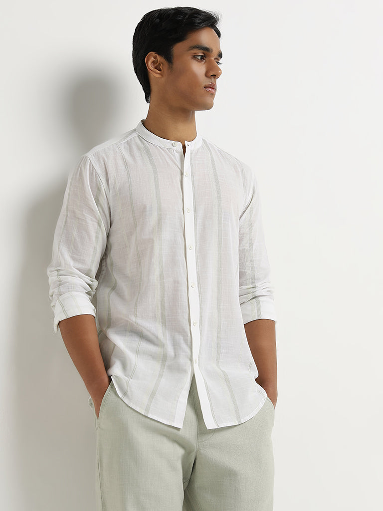 ETA Off-White Striped Resort-Fit Cotton Shirt