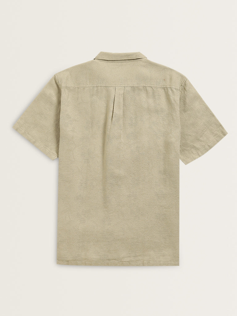 ETA Beige Textured Relaxed-Fit Cotton Shirt