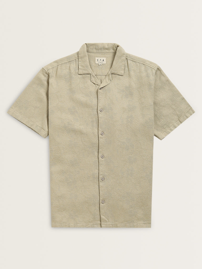 ETA Beige Textured Relaxed-Fit Cotton Shirt