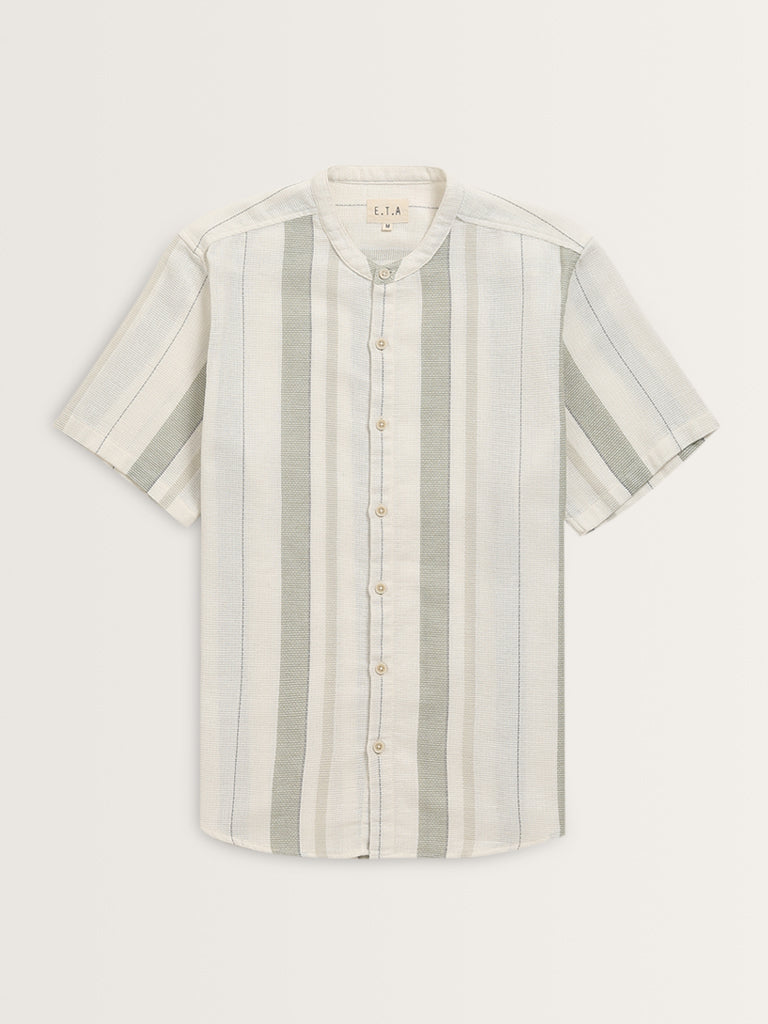 ETA Sage Striped Resort-Fit Cotton Shirt