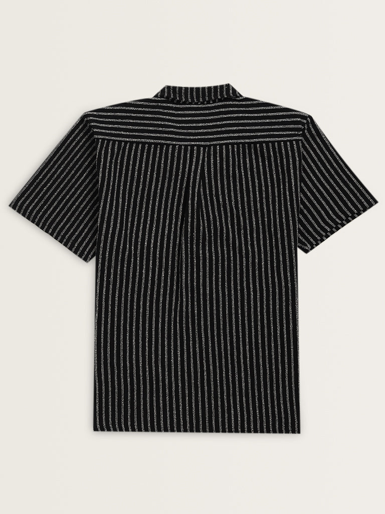 ETA Black Striped Relaxed Fit Shirt