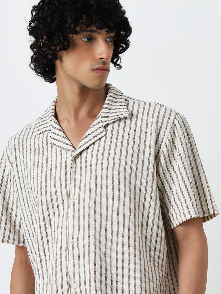 ETA Brown Striped Relaxed-Fit Shirt