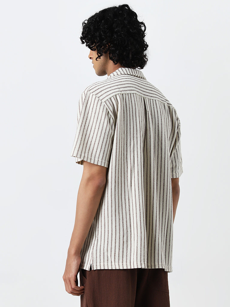 ETA Brown Striped Relaxed-Fit Shirt