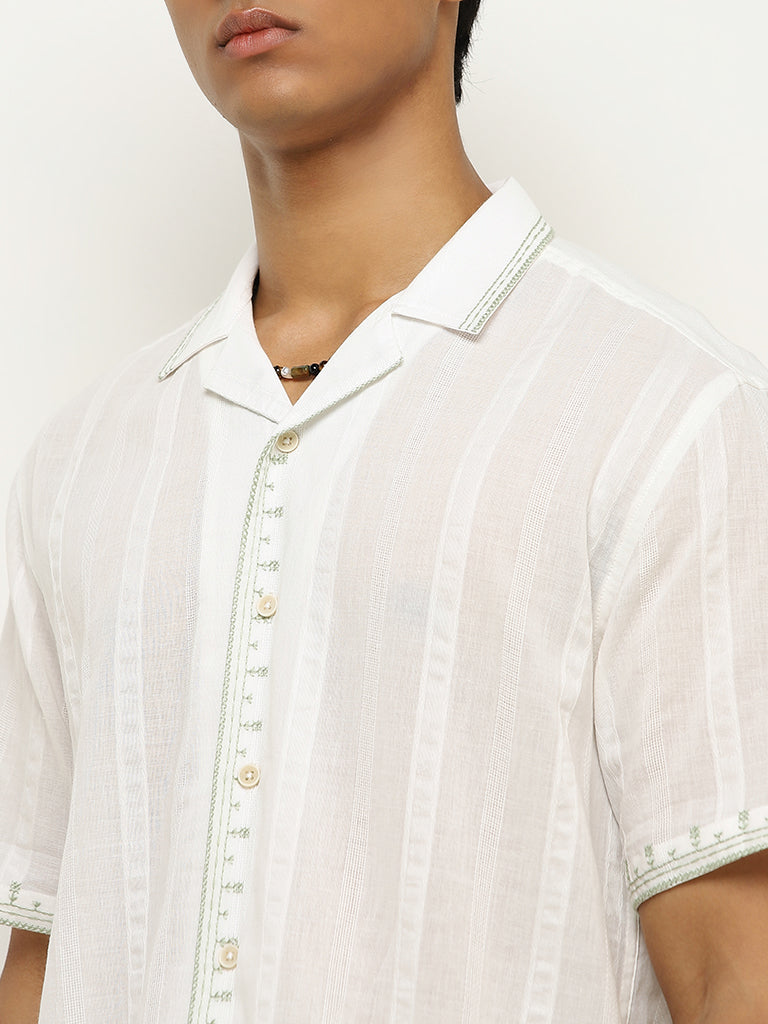 ETA Off-White Self-Striped Relaxed-Fit Cotton Shirt