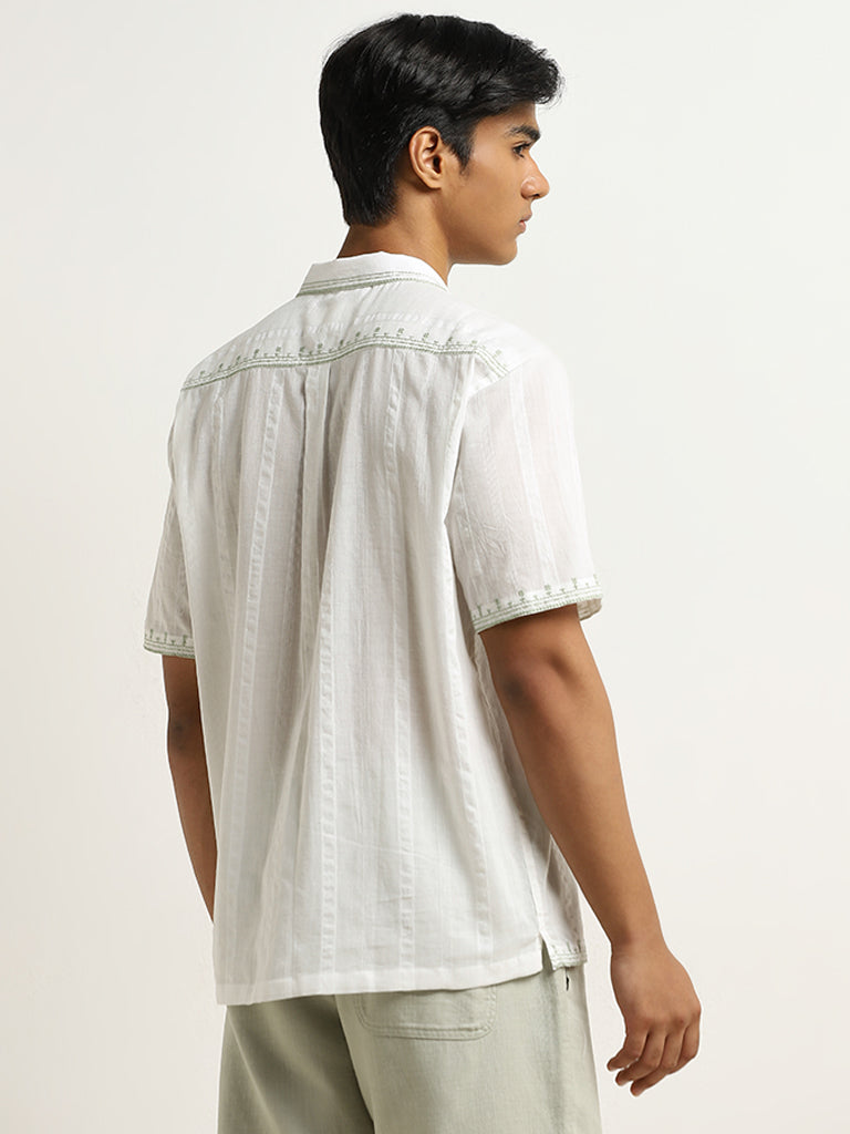 ETA Off-White Self-Striped Relaxed-Fit Cotton Shirt