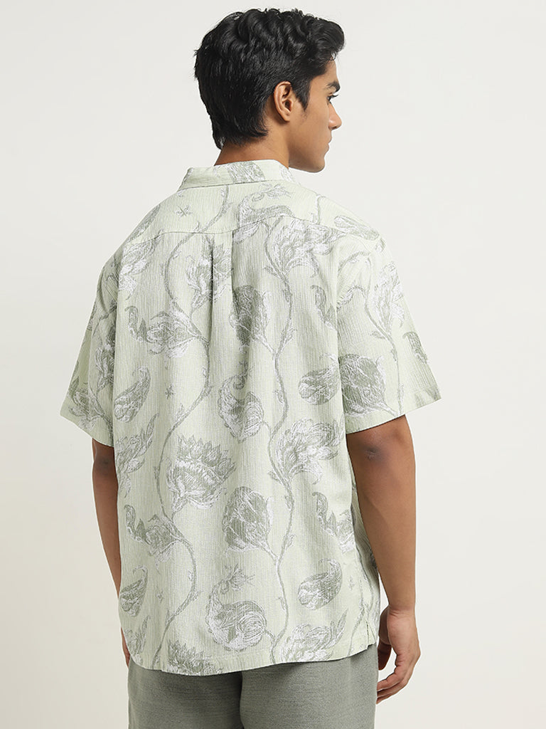 ETA Sage Foliage Printed Relaxed-Fit Cotton Shirt