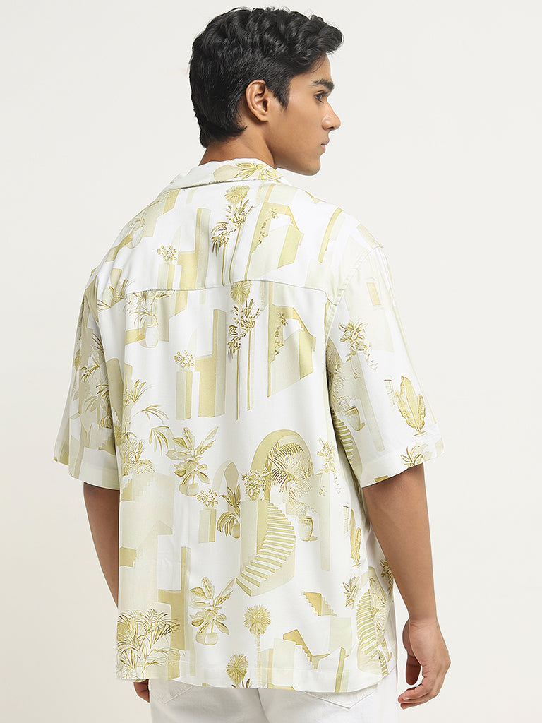 Nuon Yellow Printed Relaxed-Fit Shirt