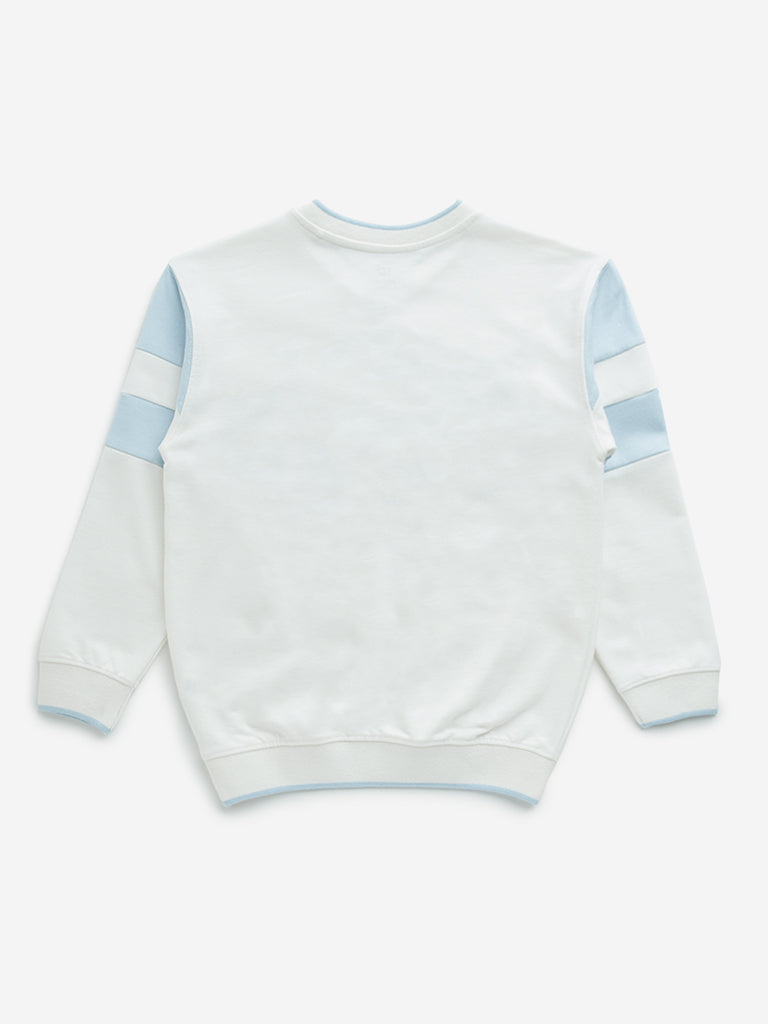 Y&F Kids White Text Embroidered Sweatshirt