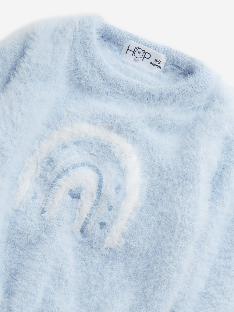 HOP Baby Light Blue Faux Fur Sweater