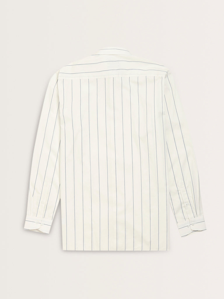 WES Formals White Pinstriped Design Relaxed-Fit Shirt