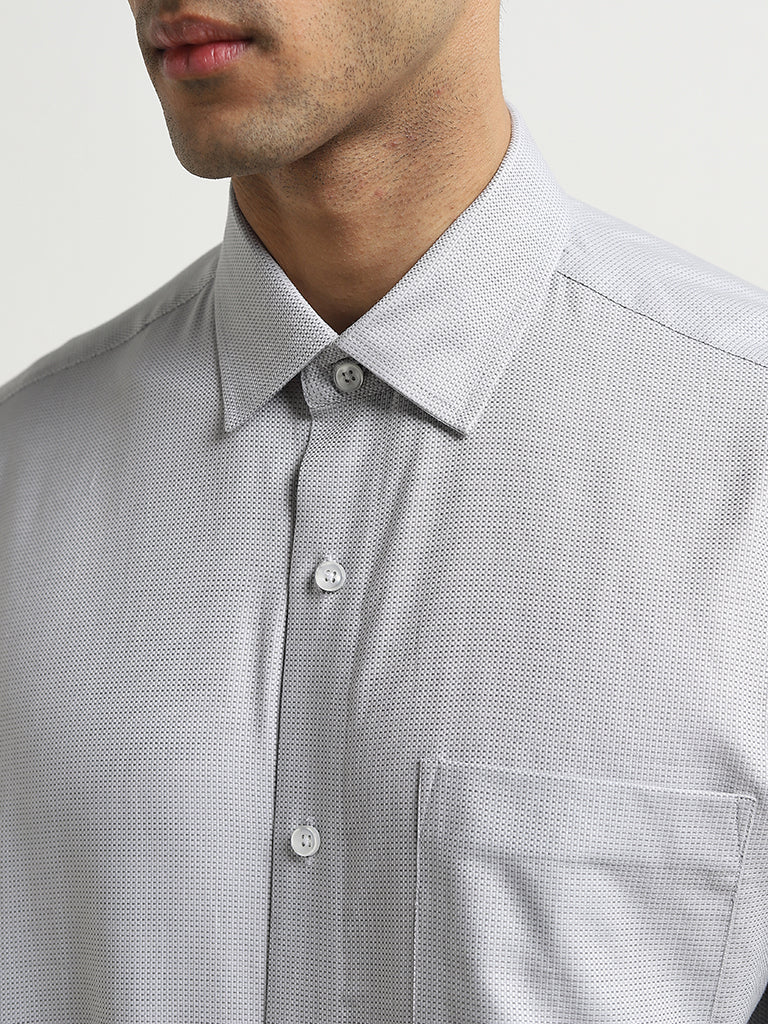 WES Formals Grey Relaxed-Fit Cotton Shirt