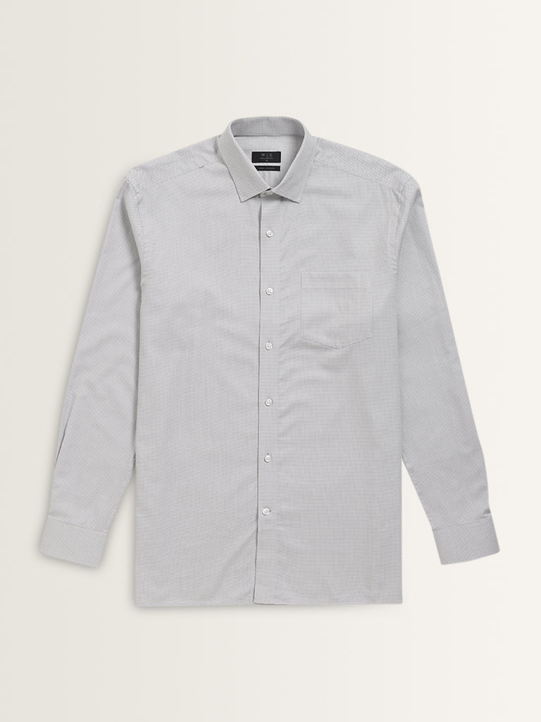 WES Formals Grey Relaxed-Fit Cotton Shirt