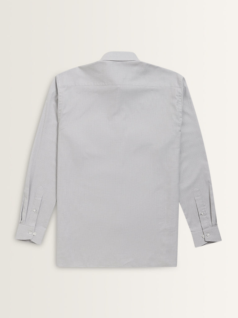 WES Formals Grey Relaxed-Fit Cotton Shirt