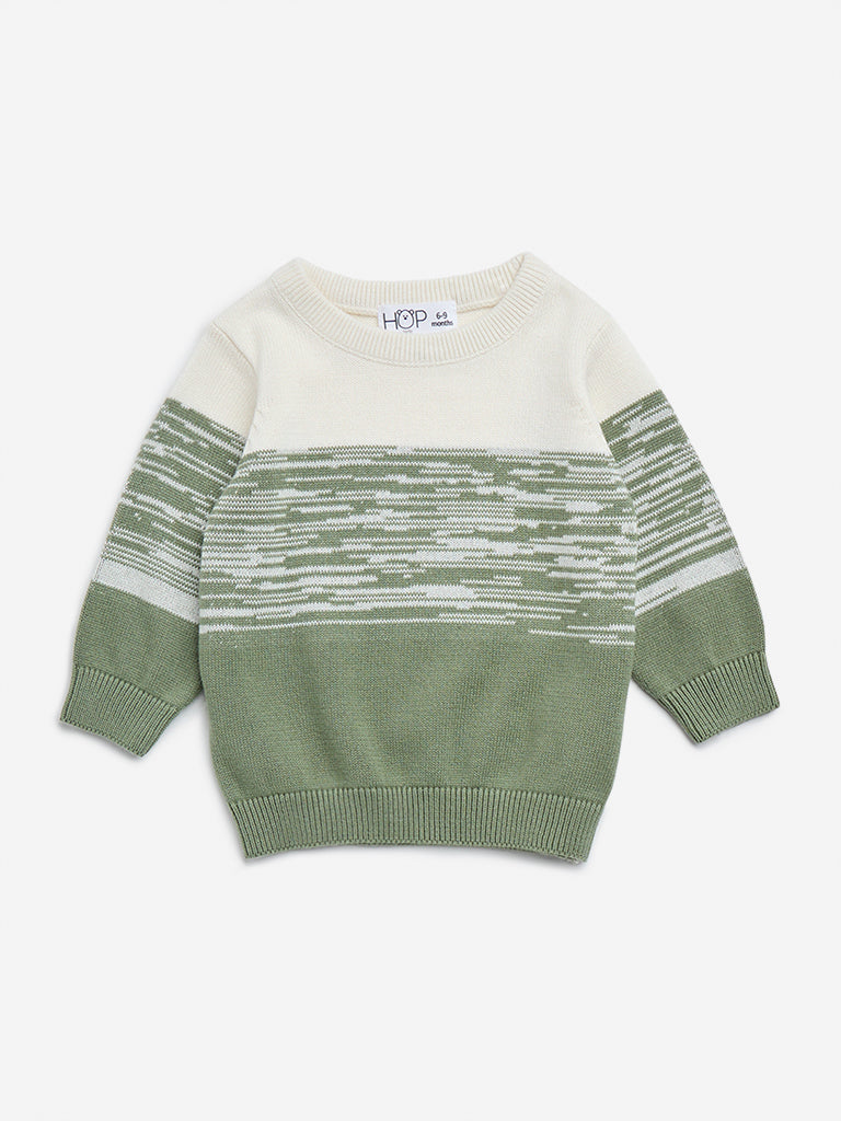 HOP Baby Sage Abstract Design Cotton Sweater 