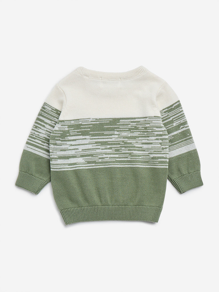 HOP Baby Sage Abstract Design Cotton Sweater 