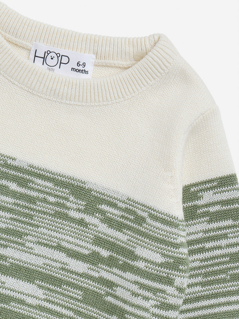 HOP Baby Sage Abstract Design Cotton Sweater 